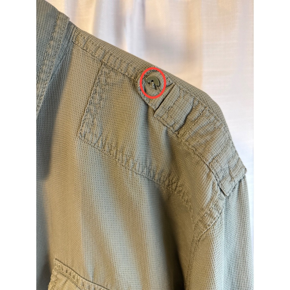 Calvin Klein Mens XXL Olive Green Waffle Weave Military Epaulette Button Down - Picture 4 of 7